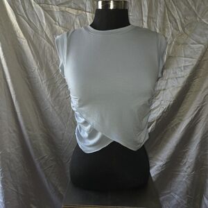 Mono B Pale Blue Twist Front Crop Top